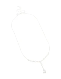 Silver Plated Cubic Zirconia Lovely Pear Drop Necklace