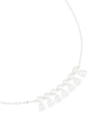 Silver Plated Cubic Zirconia 7-Pear Pendants Necklace