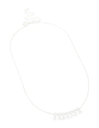 Silver Plated Cubic Zirconia 7-Pear Pendants Necklace