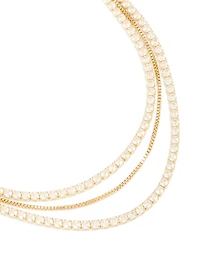 Collier en couches de tennis en zircone cubique plaqué or