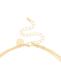 Gold Plated Cubic Zirconia Cross Layered Necklace