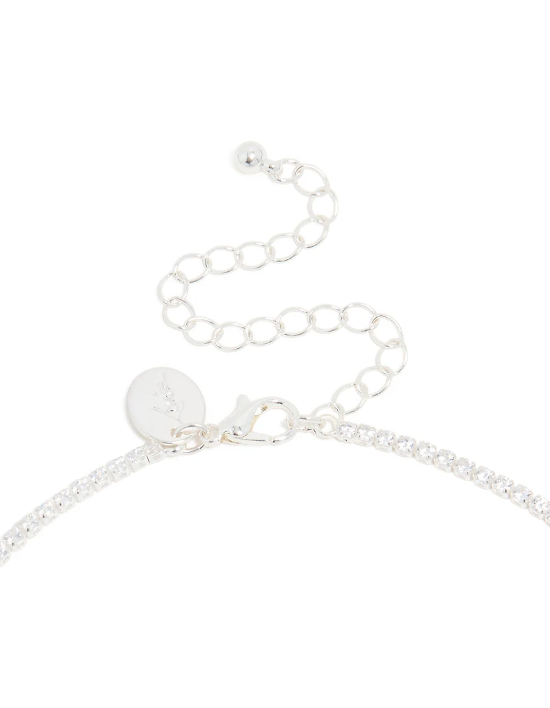 Silver Plated Cubic Zirconia Mini Marquise Drops Necklace & Earrings Set