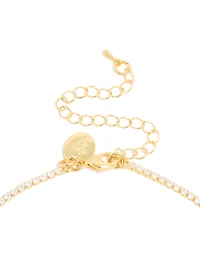 Gold Plated Cubic Zirconia Cluster Necklace & Earrings Set