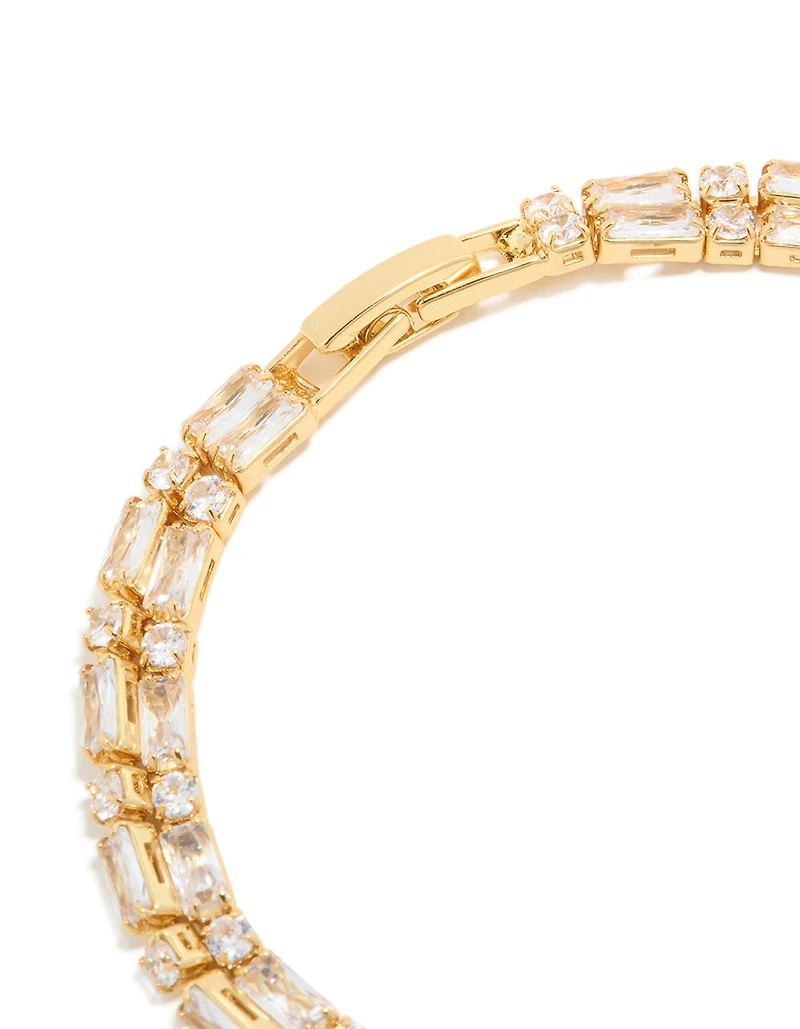 Gold Plated Cubic Zirconia Layered Bracelet