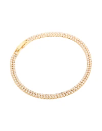 Gold Plated Cubic Zirconia Double Layered Tennis Bracelet