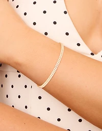 Bracelet de tennis double couche en zircone cubique plaqué or