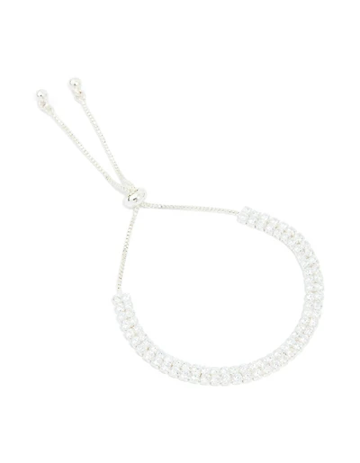 Silver Plated Cubic Zirconia Mini Toggle Bracelet