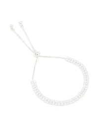 Silver Plated Cubic Zirconia Mini Toggle Bracelet