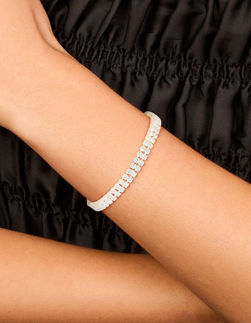 Silver Plated Cubic Zirconia Mini Toggle Bracelet
