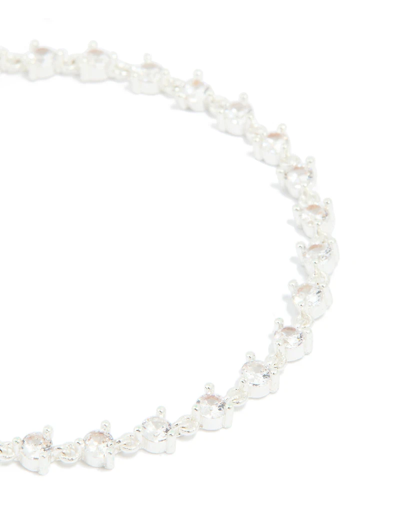 Silver Plated Cubic Zirconia Circular Tennis Bracelet