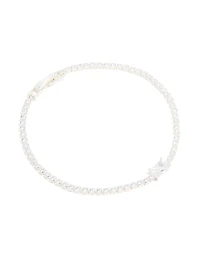 Silver Plated Cubic Zirconia Rectangular Tennis Bracelet