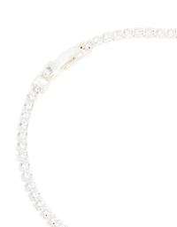 Silver Plated Cubic Zirconia Rectangular Tennis Bracelet