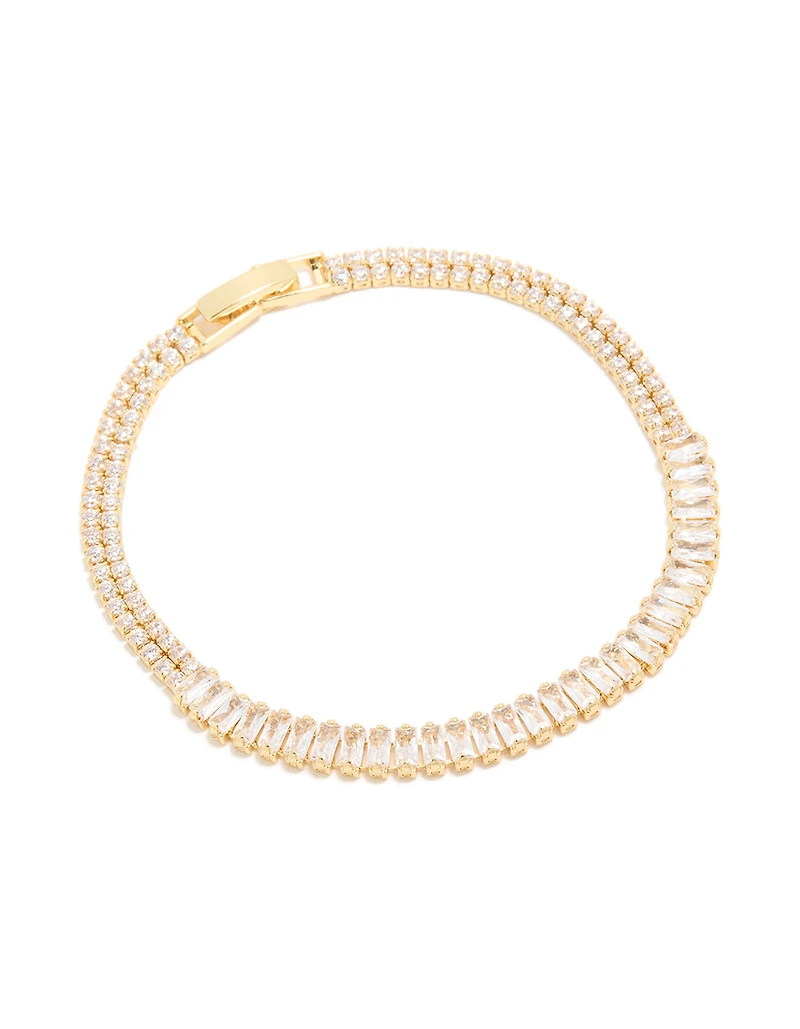 Élégant bracelet de tennis en zircone cubique plaqué or