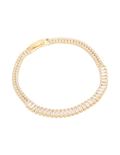 Élégant bracelet de tennis en zircone cubique plaqué or