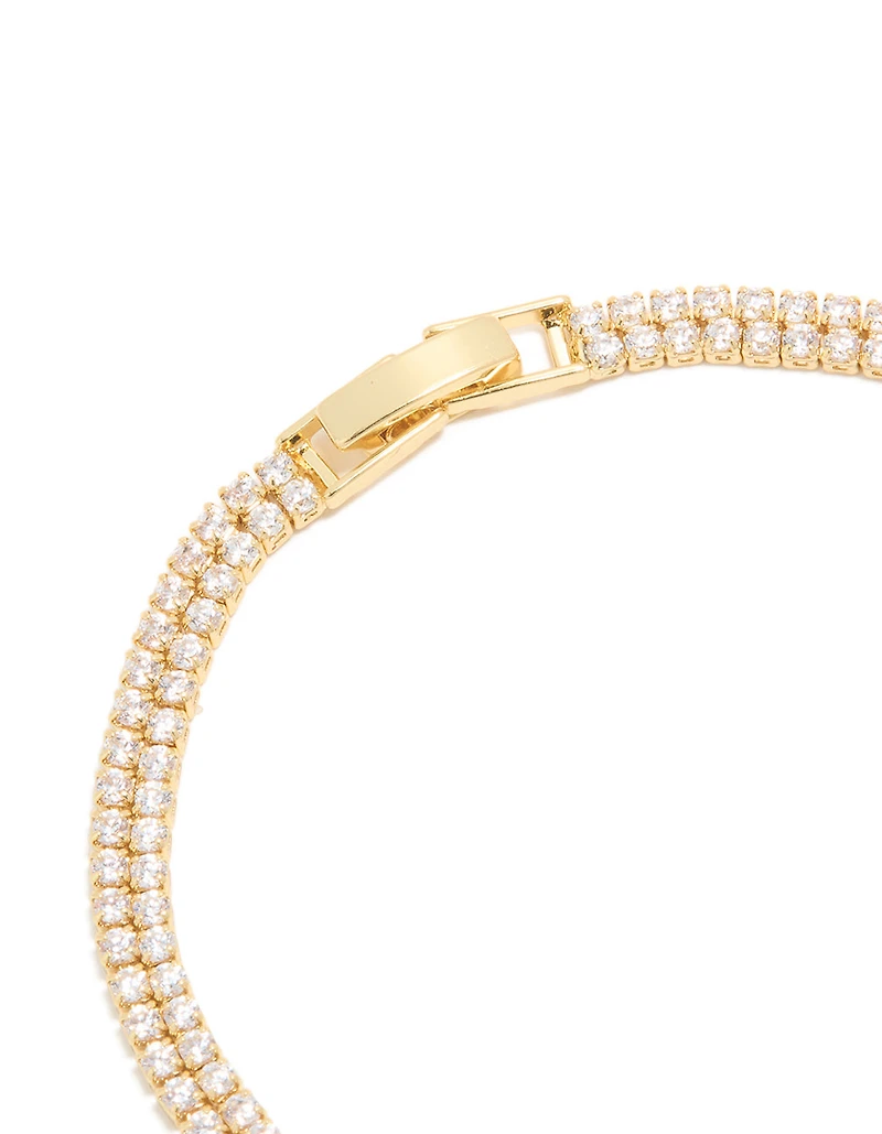 Gold Plated Cubic Zirconia Elegant Tennis Bracelet