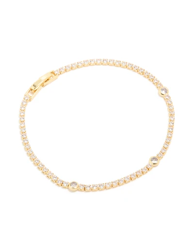 Bracelet de tennis en zircone cubique en cercle plaqué or