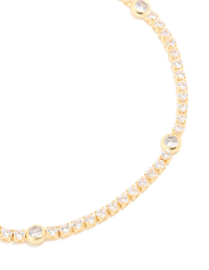 Bracelet de tennis en zircone cubique en cercle plaqué or