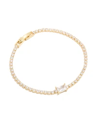 Gold Plated Cubic Zirconia Rectangular Centre & Tennis Bracelet