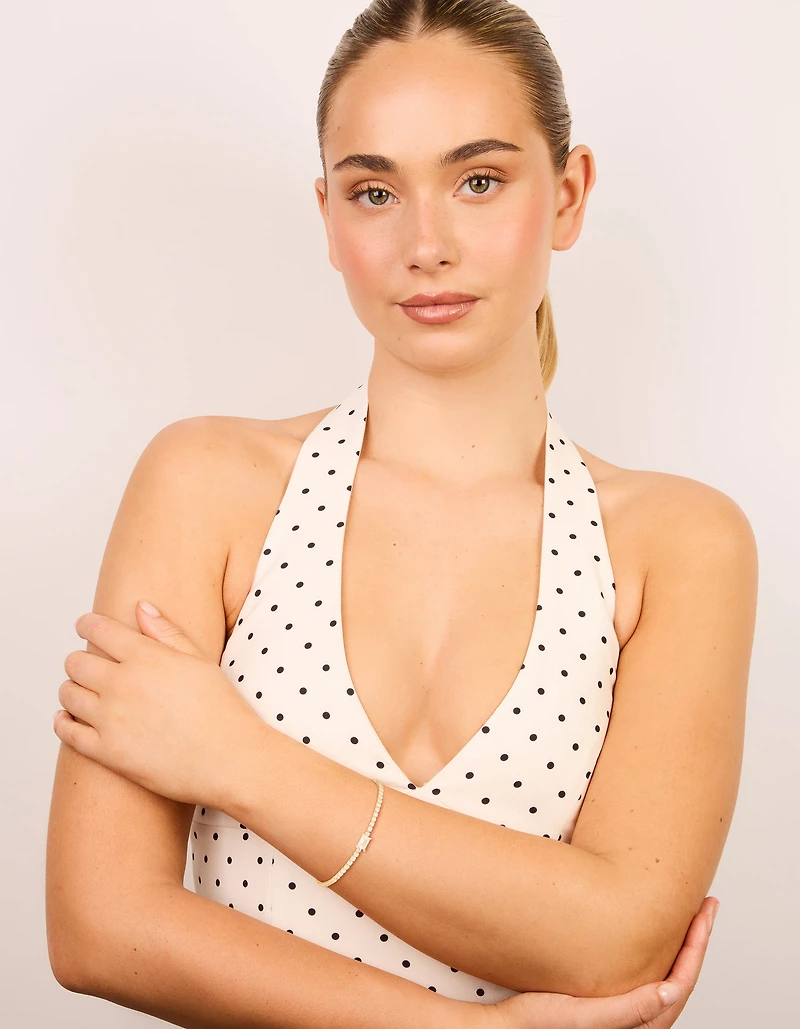 Gold Plated Cubic Zirconia Rectangular Centre & Tennis Bracelet