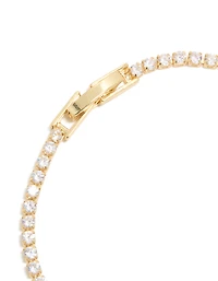 Gold Plated Cubic Zirconia Rectangular Centre & Tennis Bracelet