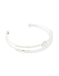 Silver Plated Cubic Zirconia Layered Pear Wrist Cuff