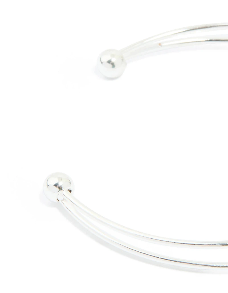 Silver Plated Cubic Zirconia Layered Pear Wrist Cuff