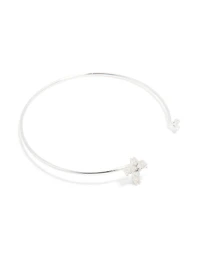 Silver Plated Cubic Zirconia Modern Cross Wrist Cuff