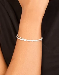 Silver Plated Cubic Zirconia Criss-Cross Wrist Cuff