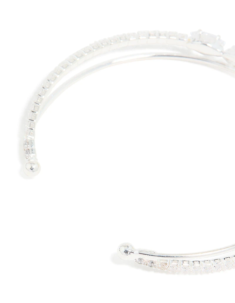 Silver Plated Cubic Zirconia Criss-Cross Wrist Cuff