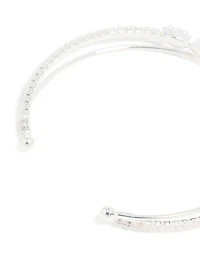 Silver Plated Cubic Zirconia Criss-Cross Wrist Cuff