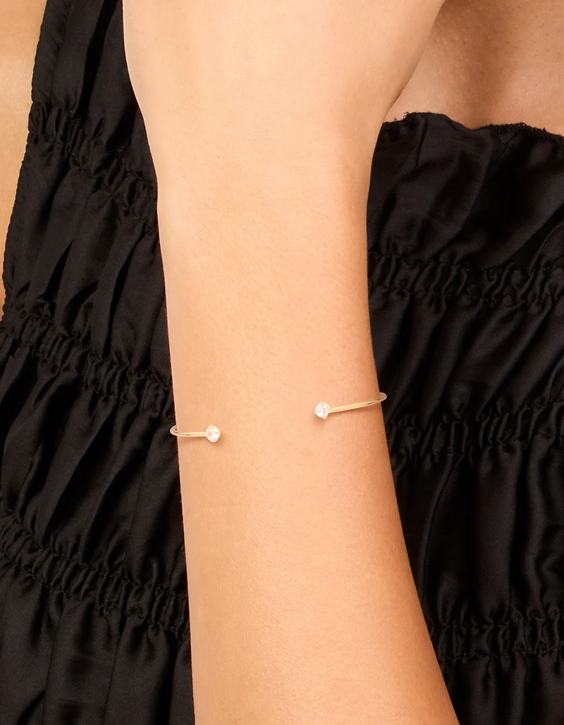 Gold Plated Cubic Zirconia Simple Wrist Cuff