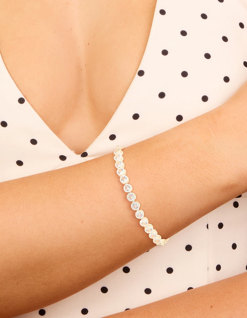 Silver Plated 13-Cubic Zirconia Statement Toggle Bracelet