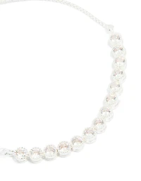 Silver Plated 13-Cubic Zirconia Statement Toggle Bracelet