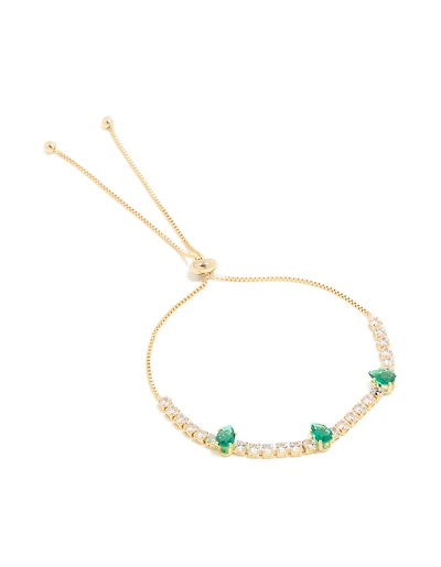 Gold Plated Emerald Cubic Zirconia Dazzling Toggle Bracelet