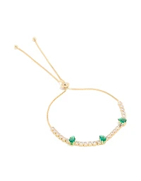 Gold Plated Emerald Cubic Zirconia Dazzling Toggle Bracelet