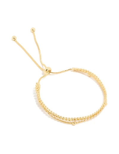 Gold Plated Cubic Zirconia Layered Toggle Bracelet