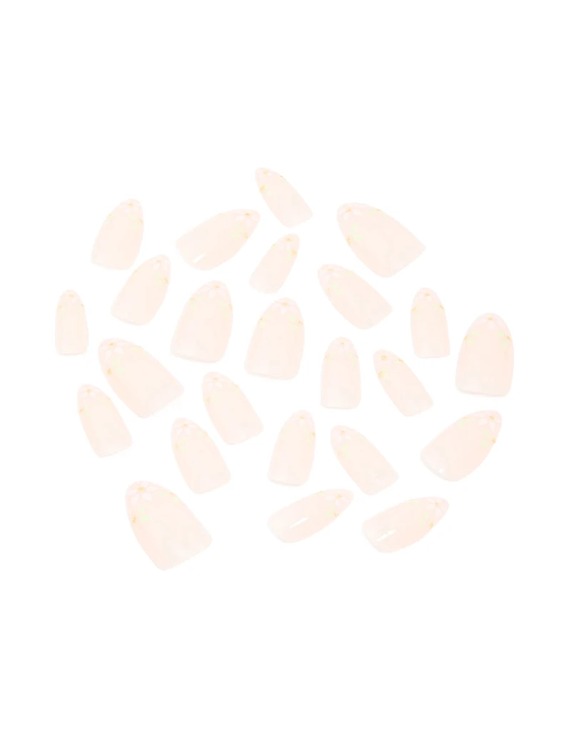 Pink French Tip Floral Art Press On Nails 24-Set