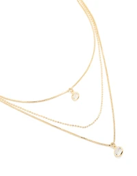 Collier en zircone cubique plaqué or et en chaîne à couches