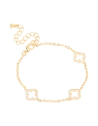 Gold Plated Cubic Zirconia Flower Outline Bracelet