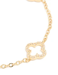 Gold Plated Cubic Zirconia Flower Outline Bracelet