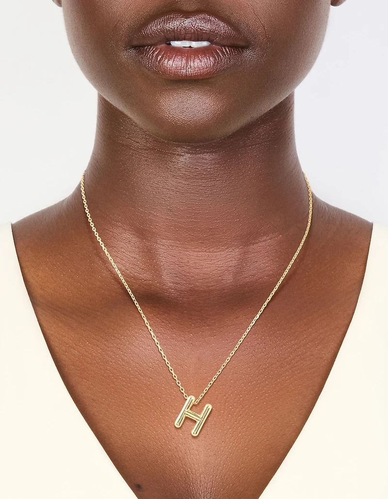 Gold Plated Bubble Letter H Necklace