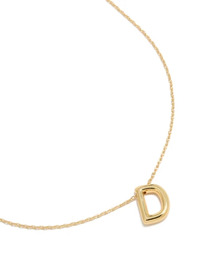Collier lettre D à bulles plaqué or