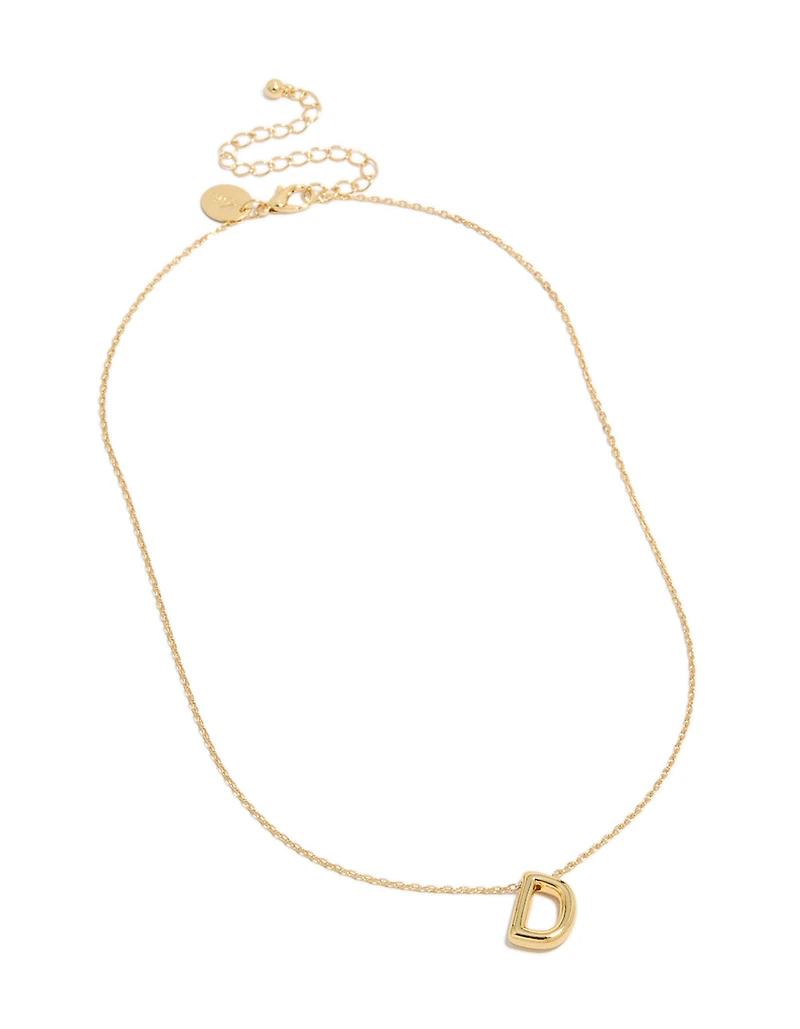Gold Plated Bubble Letter D Necklace