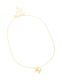 Gold Plated Bubble Letter N Necklace