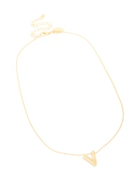 Gold Plated Bubble Letter V Necklace