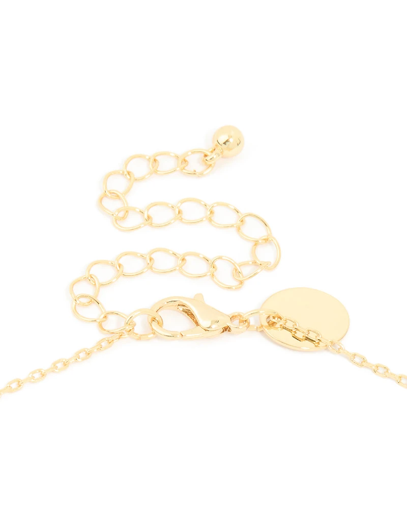 Gold Plated Bubble Letter V Necklace