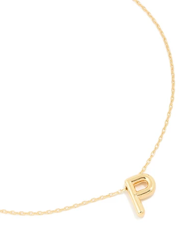Gold Plated Bubble Letter P Necklace