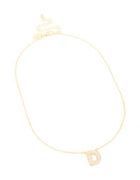 Gold Plated Cubic Zirconia Pave Letter D Necklace