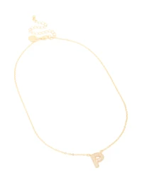 Gold Plated Cubic Zirconia Pave Letter P Necklace