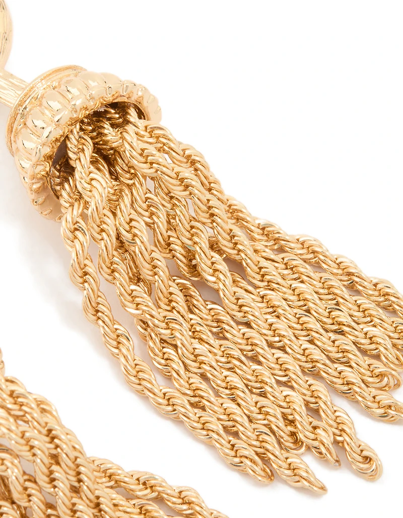 Gold Tassel Drop Earrings